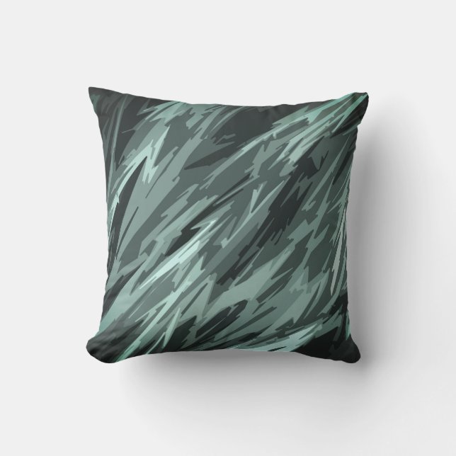 Teal Green Blue Black Abstract Pattern Cushion (Front)