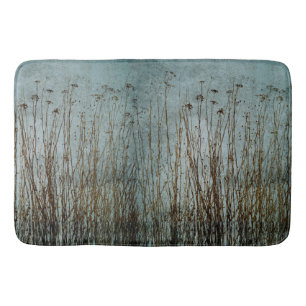 Teal Green Blue Brown Dried Plants Bath Mat