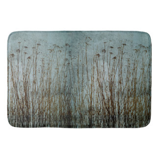 Teal Green Blue Brown Dried Plants Bath Mat