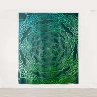 Teal Green Blue Mandala Boho Chic Elegant Elegant