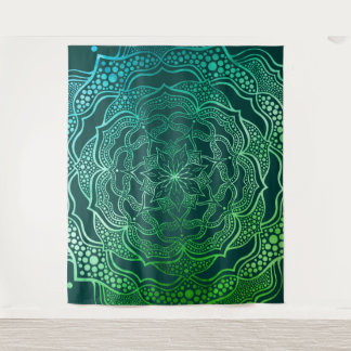 Teal Green Blue Mandala Boho Chic Elegant Elegant Tapestry