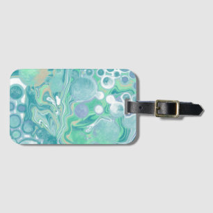 Teal Green Blue Marble Fluid Art  Luggage Tag