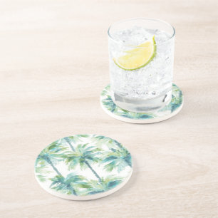 Teal Green Blue Palm Trees Coaster