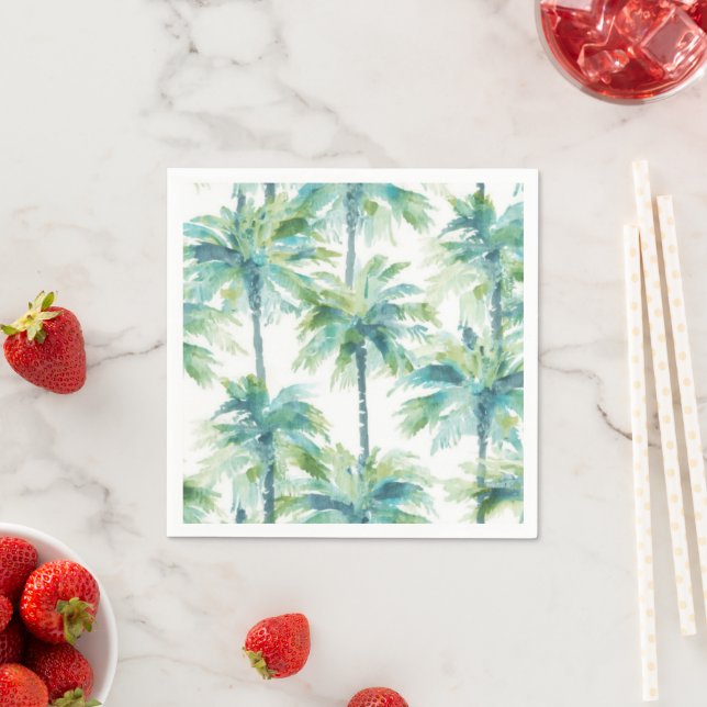 Teal Green Blue Palm Trees Napkin (Insitu)
