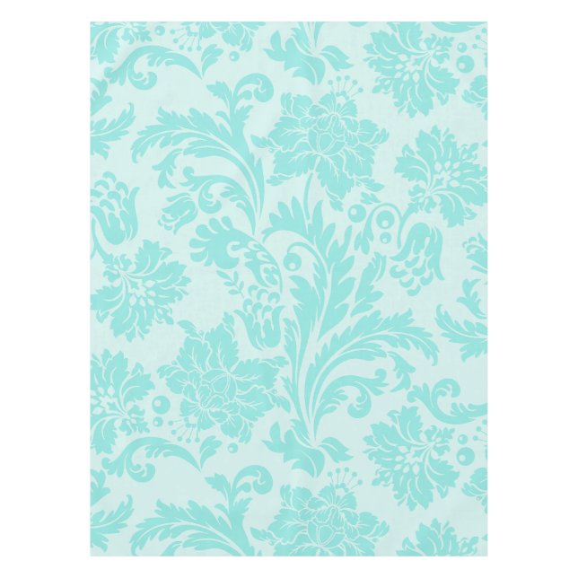 Teal green,blue vintage damask print tablecloth (Front)