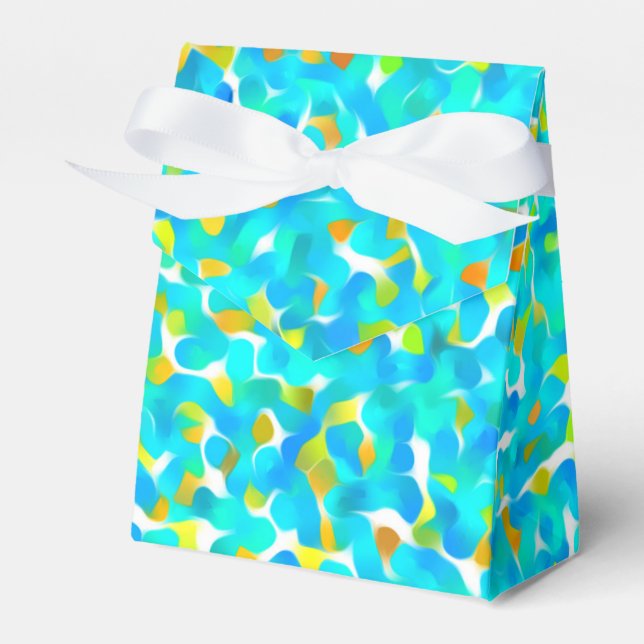 Teal Green Blue Yellow Abstract Pattern Favour Box (Front Side)