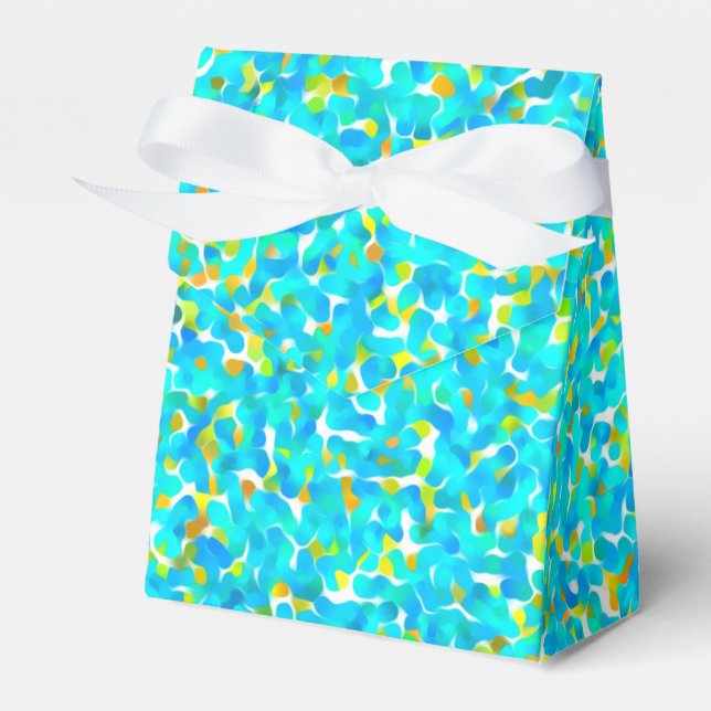 Teal Green Blue Yellow Abstract Pattern Favour Box (Front Side)