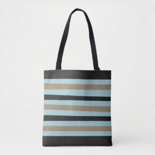 Teal Green Blue Yellow Black Stripes Tote Bag