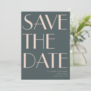 Teal Green Blush Bold Typography Wedding Modern Save The Date