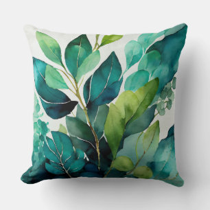 Teal Green Botanical Cushion