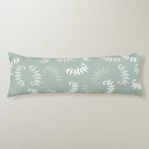 Teal Green Botanical Leaves  Body Cushion