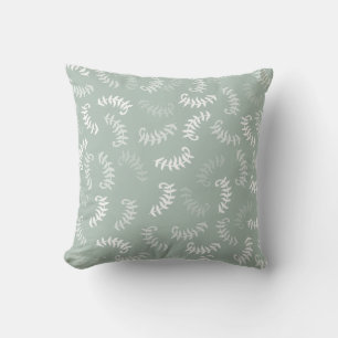 Teal Green Botanical Leaves Cushion