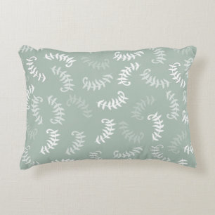 Teal Green Botanical Leaves Decorative Cushion