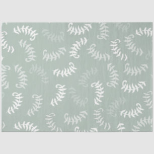 Teal Green Botanical Leaves   Tissue Paper