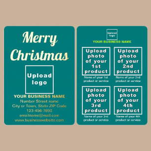 Teal Green Business Brand on Christmas Foil Holiday Card