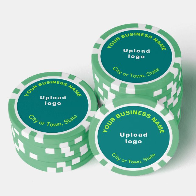 Teal Green Business Brand on Poker Chips (Stack)