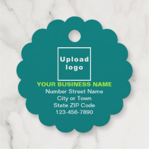 Teal Green Business Brand on Scalloped Round Shape Favour Tags