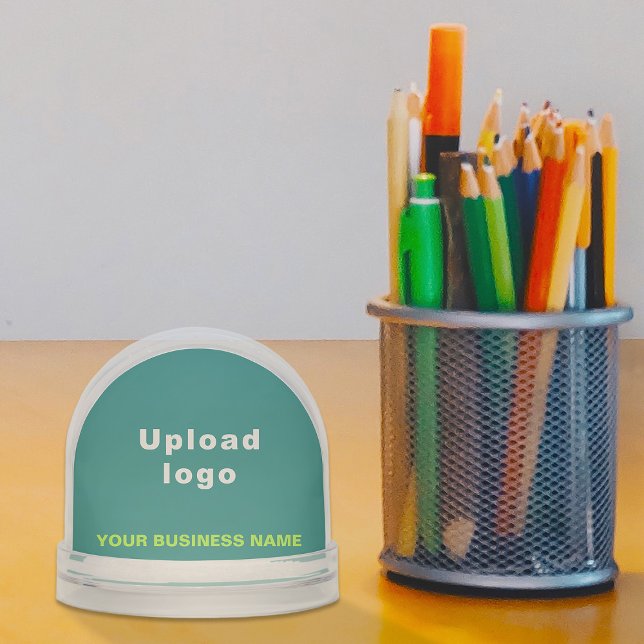 Teal Green Business Brand on Snow Globe (Snow globe with your business brand in teal green)