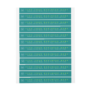 Teal Green Business Return Address Slim Wrap Around Label
