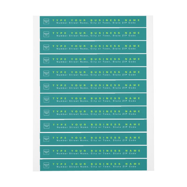 Teal Green Business Return Address Slim Wrap Around Label (Sheet)