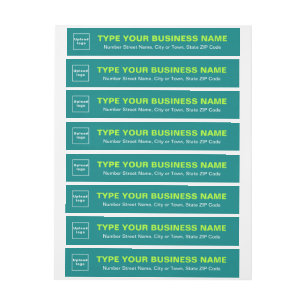 Teal Green Business Return Address Wrap Around Label