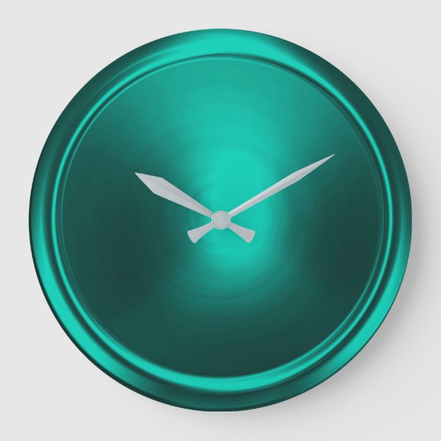 Teal Green Button Large Clock (Front)