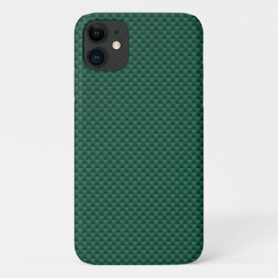 Teal Green Carbon Fibre Background Print iPhone 11 Case