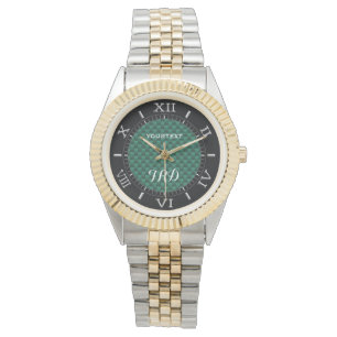 Teal Green Carbon Fibre Personalised Monogram Watch