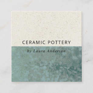 TEAL GREEN CERAMIC POTTERY GLAZED SPECKLED TEXTURE SQUARE BUSINESS CARD