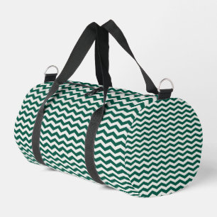 Teal Green Chevron zig zag stripe pattern Duffle Bag