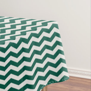 Teal Green Chevron zig zag stripe pattern Tablecloth