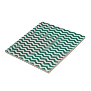 Teal Green Chevron zig zag stripe pattern Tile