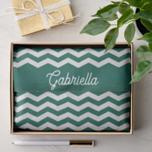 Teal Green Chevron zig zag stripe pattern Tissue Paper