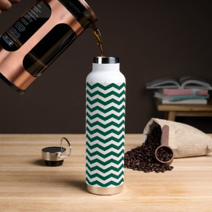Teal Green Chevron zig zag stripe pattern Water Bottle