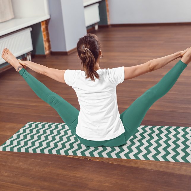 Teal Green Chevron zig zag stripe pattern Yoga Mat (Creator Uploaded)