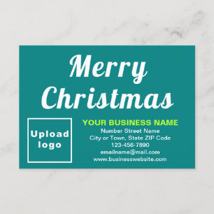 Teal Green; Christmas; Business; Small Flat Card