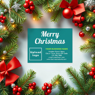 Teal Green Christmas Business Small Flat Holiday Card