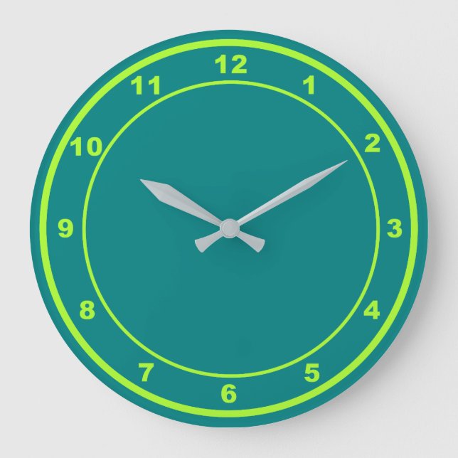 Teal Green Colour Round Shape Acrylic Wall Clock (Front)