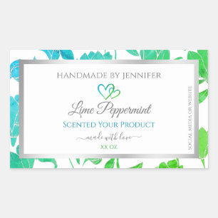Teal Green Colours Floral Product Packaging Labels