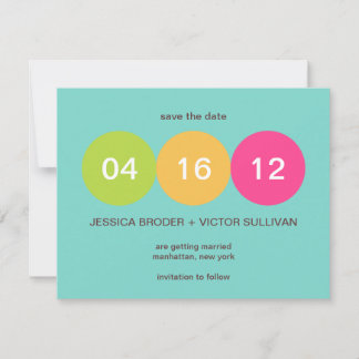 Teal green dot wedding announcement save the date
