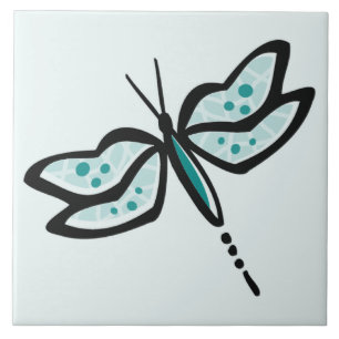 Teal Green Dragonfly Tile