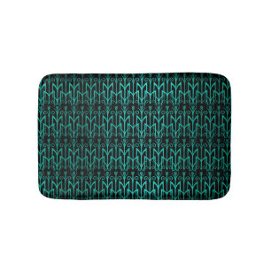 Teal Green Egyptian Reed Grass Colour Art Deco Bath Mat