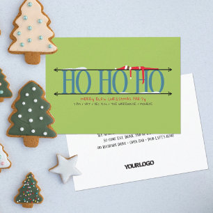 Teal & Green Elf Shenanigans Staff Christmas Party Invitation