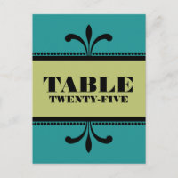 Teal/Green Fancy Art Deco Table Number Postcard