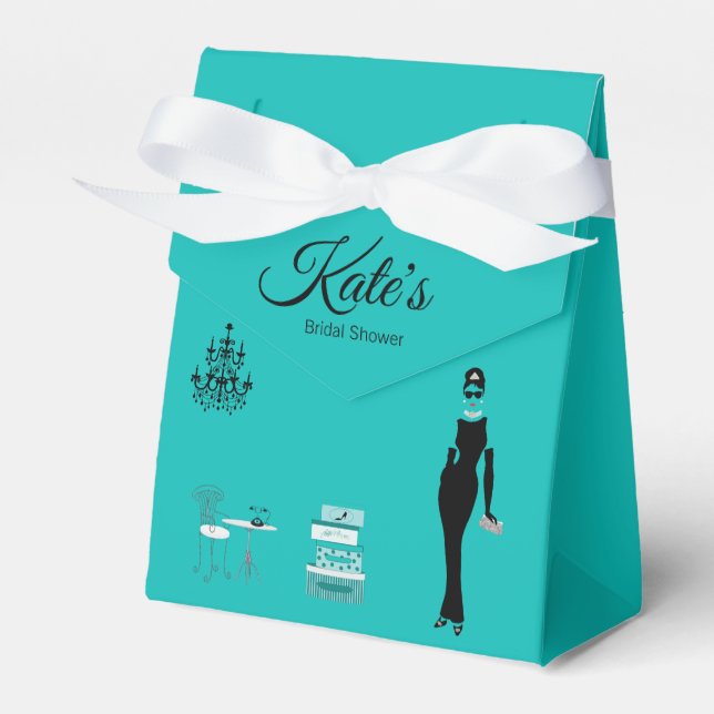 Teal Green Favor Bags Favour Box (Front Side)