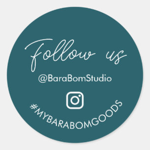 Teal Green Follow us on Instagram Package Sticker
