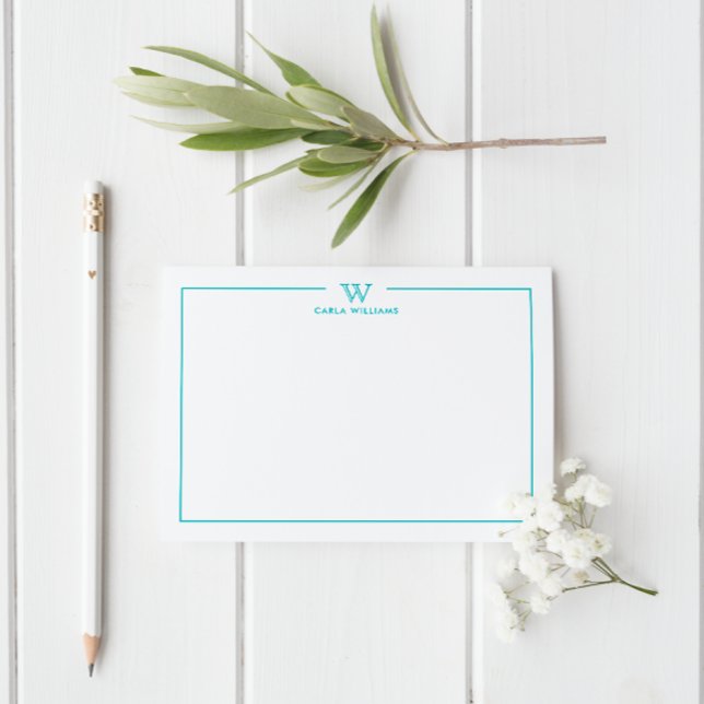 Teal Green Formal Classic Family Monogram Minimal Card (Creator Uploaded)