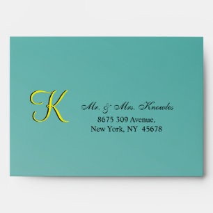 Teal Green Fun Fab Wedding Envelope