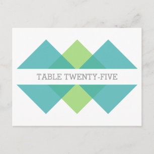Teal Green Geometric Triad Table Number Postcard