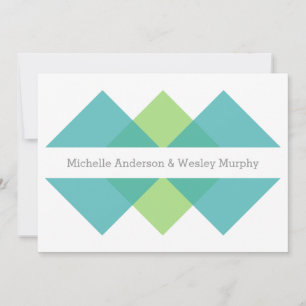 Teal Green Geometric Triad Wedding Invite
